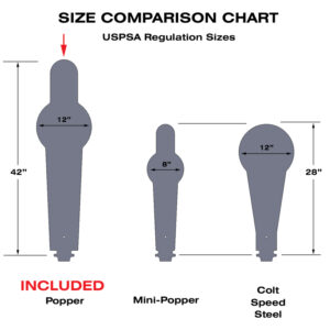 Tinta Metalica Tactica Reactiva - CT-POPPER-PRO-R - Rear or Forward Falling USPSA Popper SIZE COMPARISON CHART - POPPER